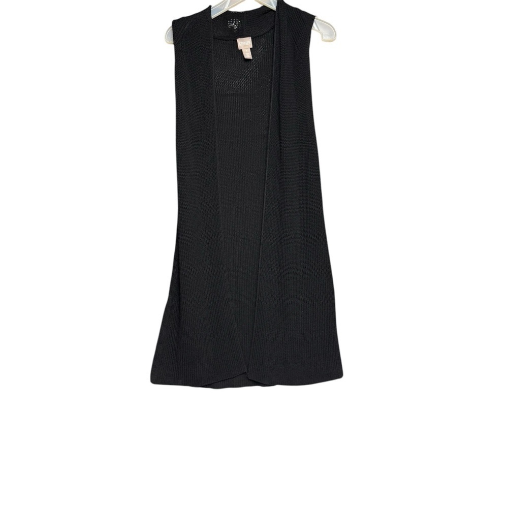 Chico’s size 1 black cardigan duster sweater sleeveless